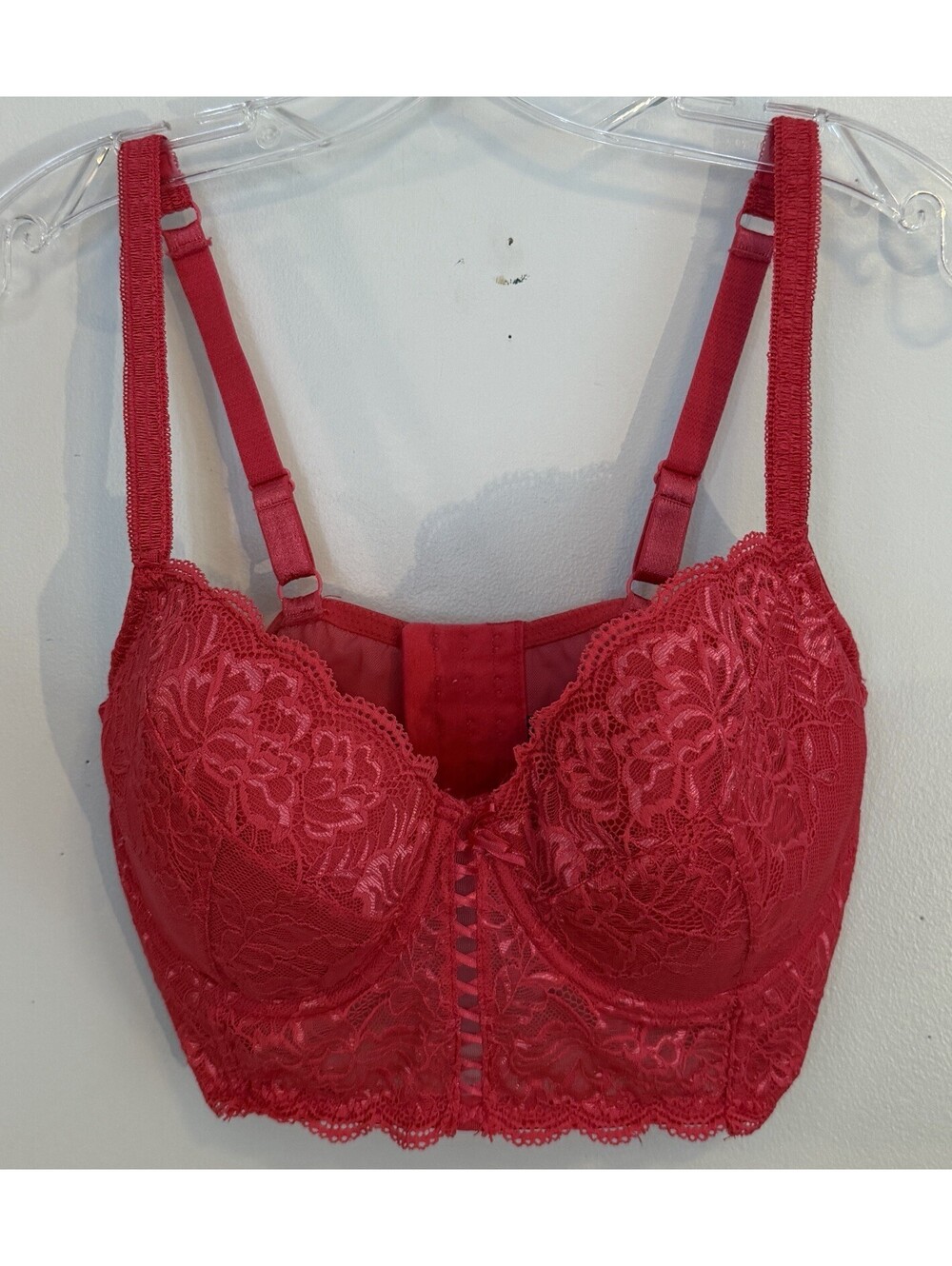 Fredrick’s Of Hollywood Hot Pink Floral Lace Bra Underwire Sexy Romance 34F